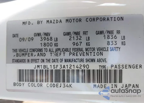 2010 Mazda Mazda3 I Touring из США, поврежденный, VIN JM1BL1SF3A1214290